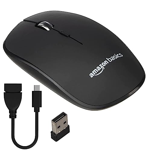 Amazon Basics AmazonBasics Wireless Mouse | 2.4 GHz Connection, 1600 DPI | Type – C Adapter | Upto 12 Months of Battery Life | Ambidextrous Design | Suitable for PC/Mac/Laptop