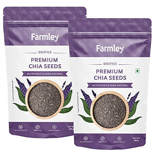 Farmley Premium Chia Seeds for Eating 400g (200g*2) | Rich in Fibre Seeds | Chia Seeds for Weight Loss | Healthy Diet Snacks