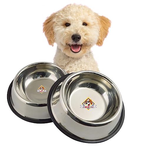 Nootie Stainless Steel Dog Bowl Small, Small, 500 milliL with Set of 2