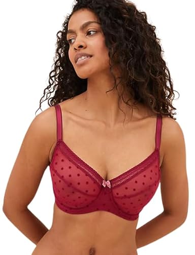 Marks & Spencer Spot Mesh Wired Minimiser Bra_T335805DARK Raspberry_42G