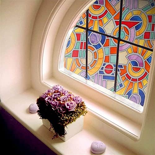 DECOBELL (12X24 Inch) Colourful Palette DIY Self-Adhesive One Way Window Glass Film Sticker Wallpaper Sheet Cover Partition Decorative 3D Vinyl Frosted Window Glass Sticker Anti UV Sun Heat Privacy Window Glass Film For Home, Kitchen, Bedroom, Bathroom, Office, & Others