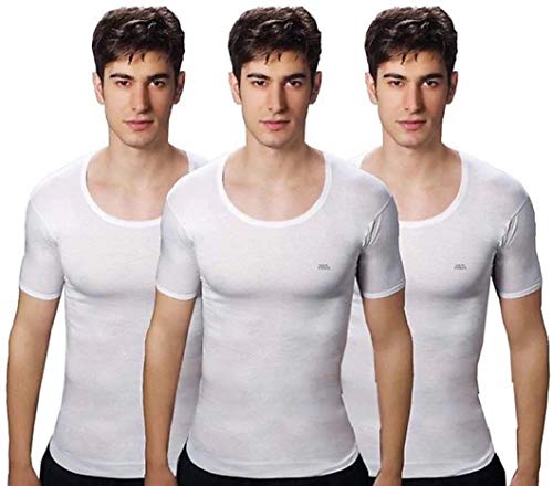 Lux Venus Men’s Solid Vest (Pack of 3) (100) White