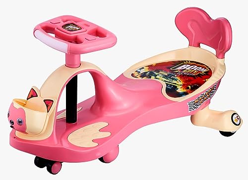 myhoodwink Cat Ride on for Kids, Baby Car, Ride on Toy for Kids 2 Years+, Cat Magic Push Car for Baby with Musical Steering & Backrest Ridor for Girls, Boys (Capacity 70kg) (Pink)