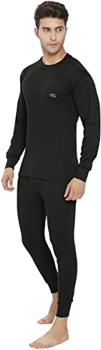 Lux Cottswool Men’s Cotton R-Neck Thermal Set (Black, L- 90CM)