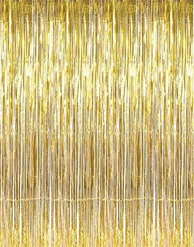 AMFIN (Pack of 2) Golden Foil Curtain for Decoration – 2.5Ft by 5Ft Curtains