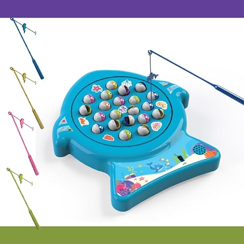 ToyMagic Musical Board Fish Game with Rotating Pond,21 Fishes & 4 Fishing Poles|Sound Toy for Kids 4+Yrs|Indoor Musical Toy|Skill Development|Birthday Return Gifts for Kids|Made in India,Multi