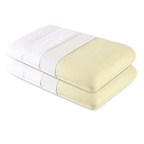 The White Willow Pillow Set of 2 Orthopedic Memory Foam Small Size Neck & Back Support Bed Pillow for Sleeping (22”L x 14”W x 4”H Inches)- Off White