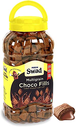 Swad Breakfast Cereal, Multigrain Choco Fills (Made with Oats, Corn, Wheat, Rice, Zero Cholesterol Chocolate Choco Fills) Jar, 370 g