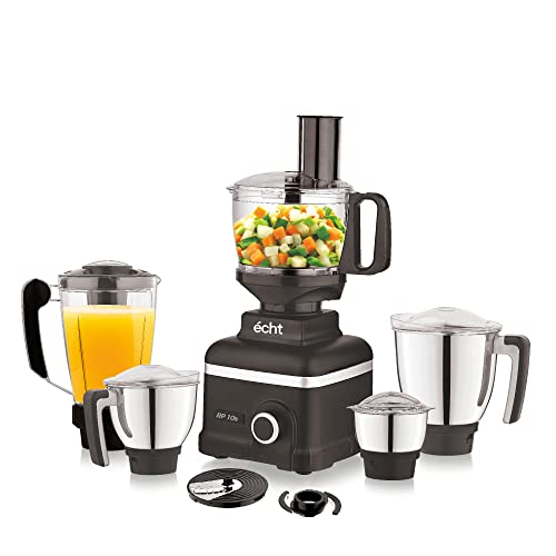 Echt RP 10s Mixer Grinder 1000 Watt,5 StainlessSteel Jars,Wet Jar(1500 ml),Multipurpose Jar (1000 ml),Chutney Jar(300 ml),Juicer Jar(1250ml) and & Food Processor(2000ml);2 years warranty, Black