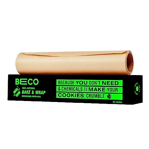 Beco Eco-Friendly Baking & Wrapping Paper, 20 Meter Roll, Pack of 1, 100% Bamboo Pulp & Chemical Free Parchment Paper