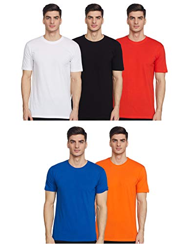 Joshua Tree Men’s Plain Regular fit T-Shirt (Pack of 5) (WRBNBO-16_Multicolour XL)