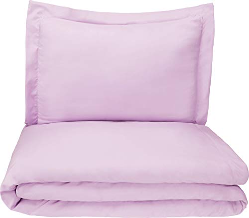 Amazon Basics Microfiber 2-Piece Duvet Cover Set – Single (66×90-inch), Frosted Lavender – with Pillow Cover