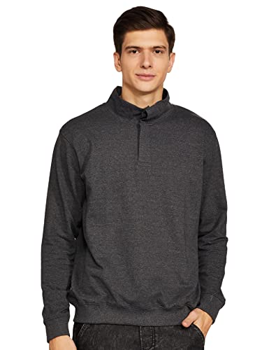 OOBANI Men’s Cotton High Neck Sweatshirt (OB1W21MFW183_ANTHRA MELANGE_XL)