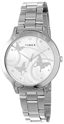 TIMEX TW000T606 Stainless Steel Analog Women’s Watch (Silver Dial Silver Colored Strap)
