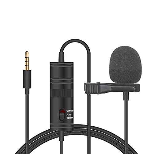 Tygot T-M1 Auxiliary Omnidirectional Lavalier Clip On Collar Microphone for Mobile Phone, Camera with 6M Audio Cable, 3.5 MM TRRS Plug and 6.35 MM Adapter (Black)