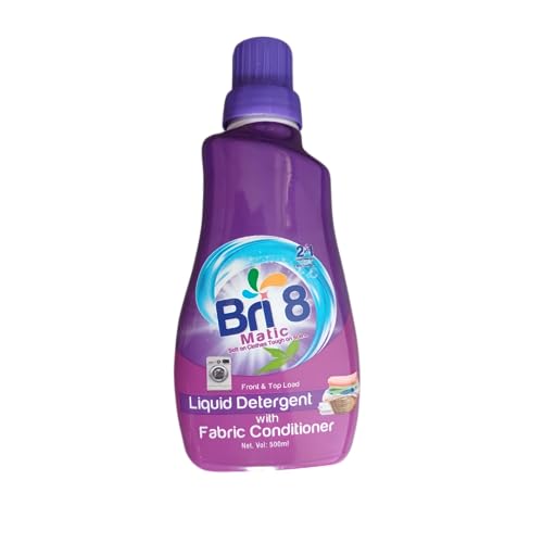 BRI8 Matic 500ML Liquid Detergent & Fabric Conditoner For Front Load and Top Load, Designed For Tough Stain Removal With Superior Fragrance