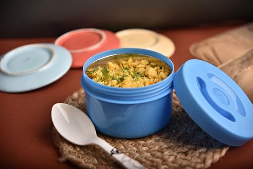 SUGAR Stainless Steel Insulated Lunch Box/Tiffin Carrier/Lunch Carrier/Tiffin Box/Tiffin for School, Office and Gifting (Microwave Safe, Set of 1, Blue)