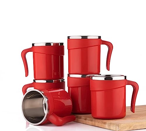 SUGAR Homeware Stainless Steel Double Wall Travel Tea Coffee Cups and Mugs (tea6, red)