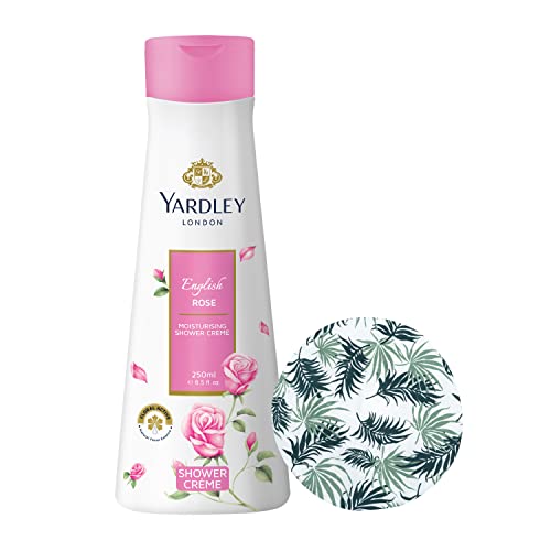 Yardley London English Rose Body wash, With Natural Floral Essence & Shea Butter, Shower Gel (250 ml) With Shower Cap