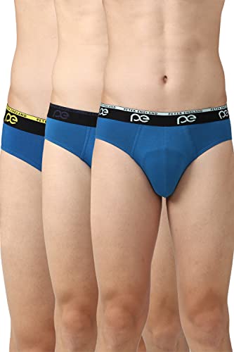 Peter England Men’s Cotton Blend Classic Briefs (Pack of 3) (PEBFMRGBT37387_Medium Blue_S)
