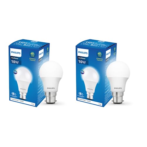 PHILIPS Ace Saver 10W B22 LED Bulb,900lm, Cool Day Light, Pack of 2