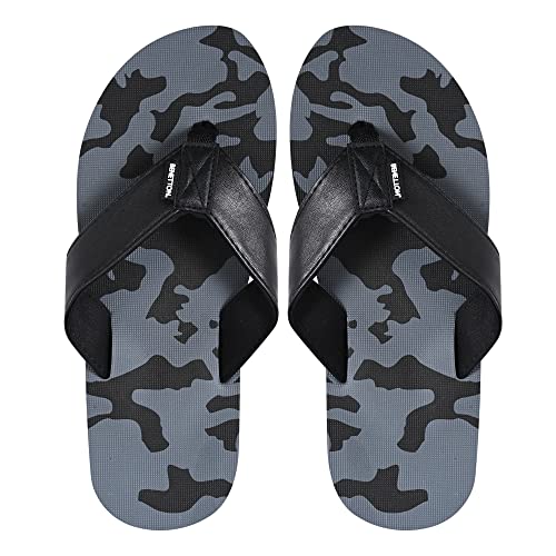 United Colors of Benetton UCB Men’s High Fashion Camo Print,Black EVA Flip Flops and House Slippers