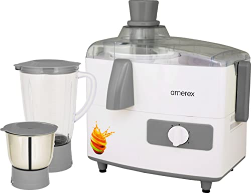Amerex 450 Watt Juicer Mixer Grinder With 2 Jars (White), 450 Watt, 2 Years Warranty
