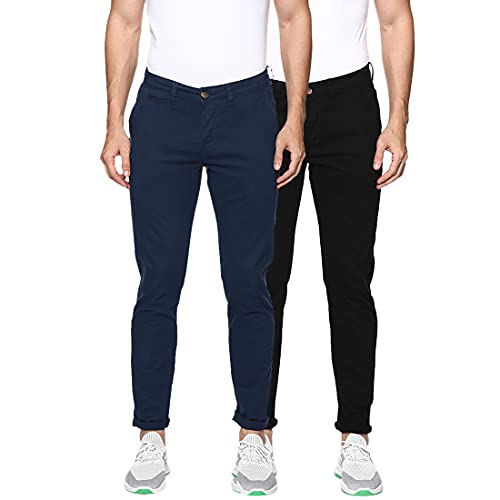 OOBANI Men’s Skinny fit Trouser (OB1W21MFS516_Black/Navy_28)