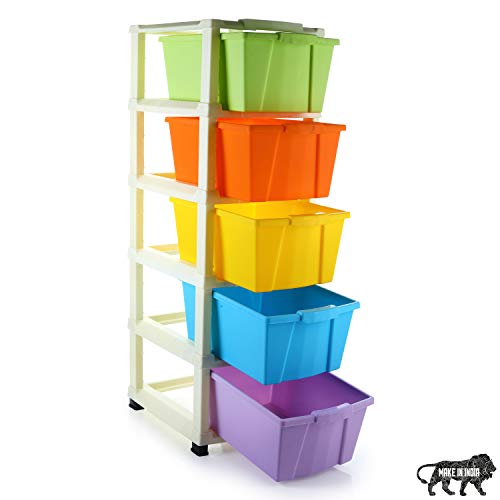 Primelife Modular Drawer Made of Virgin Plastic for Home, Office, Parlor, School, Doctors, Home and Kids – Made In India (Multicolor, 5 XL)
