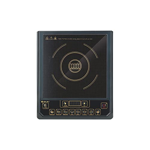Bajaj Majesty Icx-3 1400W Induction Cooktop with Pan Sensor and Voltage Pro Technology, Black, Open, 1 Burner