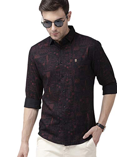 The Indian Garage Co Men’s Slim Shirt (1119-SH29-01- Black Large)