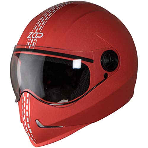 Steelbird SB-50 Adonis Zap Dashing ISI Certified Full Face Helmet (Large 600 MM, Red Silver with Clear Visor)
