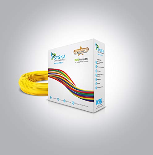 SYSKA PVC WFYL511002 FR-0.75 sq mm Cables (90 m, yellow)