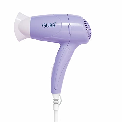 GUBB Hair Dryer For Men & Women | Professional Blow Dryer With Foldable Handle and Detachable Nozzle | 2 Heat Settings | 1000 Watts With Overheat Protection, Purple