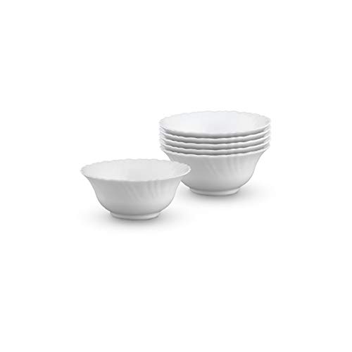 Larah by BOROSIL – Solid Opalware Veg Bowl – White, 4.5 inch, Set of 6
