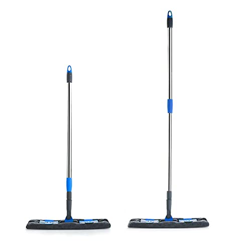 Signoraware Height Adjustable mop Wet and Dry Cleaning Flat Microfiber Floor Cleaning Mop with Telescopic Stainless Steel Long Adjustable Handle Dry Mop, Set of 2, Multicolour