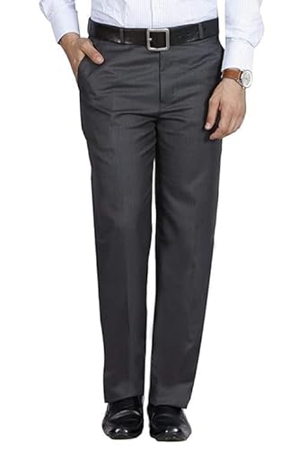 Zee Gold Men’s Regular Fit Formal Trousers (Grey, 28)