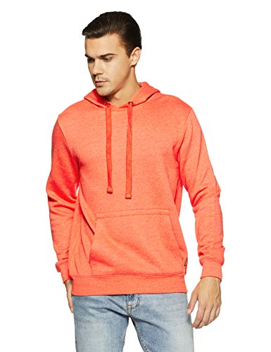 Amazon Brand – Symbol Men’s Cotton Blend Neck Hooded Sweatshirt (AW18MNSSW02L_Dutch Orange_M)