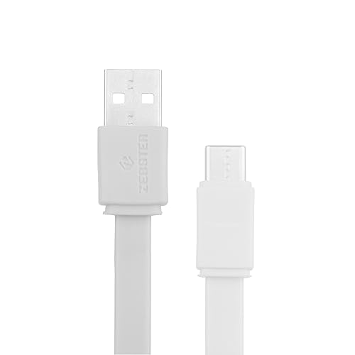 ZEBSTER Z-CC25 USB to Type C Cable, flat cable, supports upto 3A,Charge & Sync (White)
