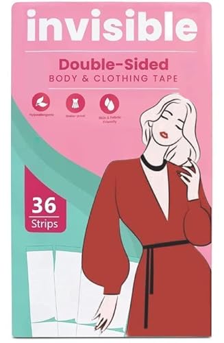 yifely double sided tape for clothes and Fashion, Clothing and Body (36 Strip Pack) | All Day Strength Tape Adhesive and Gentle on Skin and Fabrics | Transparent (36)