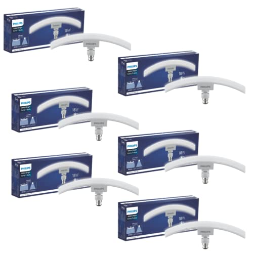 PHILIPS 18 Watts Stellar Bright Curvy LED T-Bulb Base B22,Crystal White (Pack of 6)