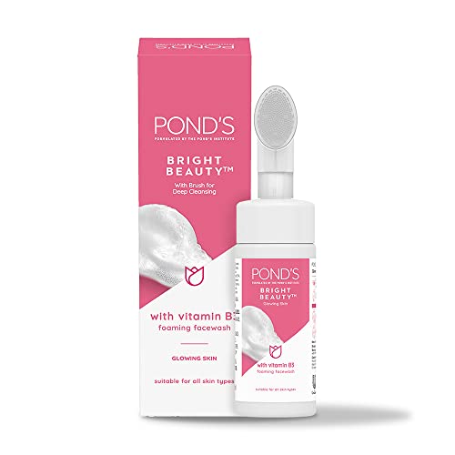 Pond’s Bright Beauty Foaming Brush Facewash for Glowing Skin, Deep Clean Pores, All Skin Types, 150 ml