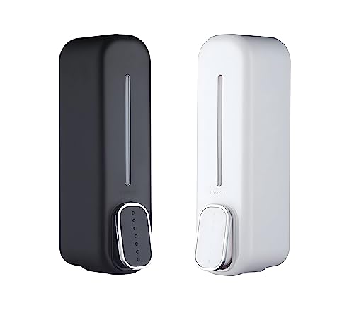 EVGREF® Heavy Duty Wall Mount Liquid Soap Dispenser 350 ml (Pack of Black and White), Plastic