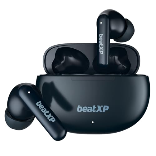 beatXP Tune XPods Bluetooth True Wireless Ear Buds with 50H Playtime, Quad Mic ENC Tech, Low Latency, Type C Earphone with 10mm Drivers, IPX5 Water Resistance, BT 5.3, Touch Control (Space Blue)