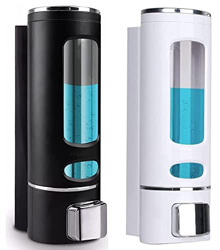 EVGREF Wall Mounted Soap Dispenser Shampoo Conditioner for Bathroom Kitchen (Pack of Black and White, 350 ML Each)