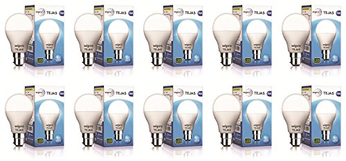 wipro 9W LED Bulb Cool Day Light – Tejas (Pack of 10) – Regular White Light, B22D