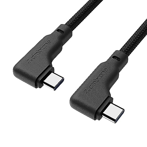 Ambrane 60W Type C to Type C Fast Charging Cable, L Shape for Easy Holding, PD Technology, 480Mbps Data Sync for Smartphones, Laptops & Other Type C Devices, 1.2m (ABTTLS-12 Black)