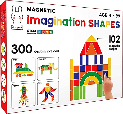 Play Poco Magnetic Imagination Shapes – with 102 Magnetic Shapes, 2 Magnetic Boards, 300 Design Booklet, 2 Display Stands