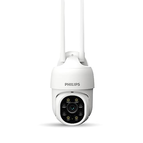PHILIPS HSP3800 Smart 360° WiFi Outdoor Security Camera | 2MP Full HD | PTZ | Colour Night Vision | 2 Way Talk | Motion & Sound Detect | 2 Year Brand Replacement Warranty | Weather Proof IP65