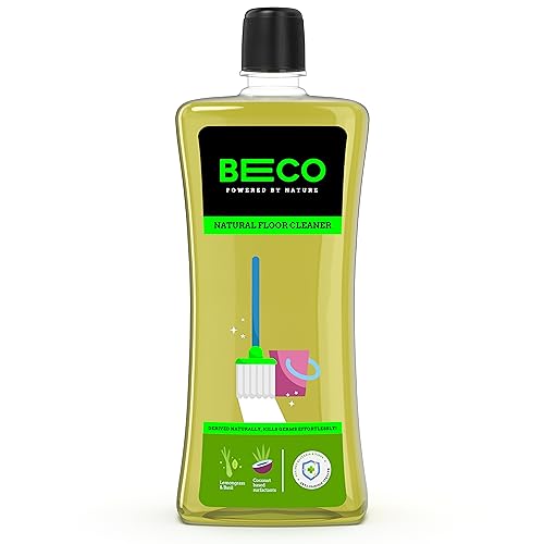 Beco Natural Floor Cleaner Liquid 1000 ml, Coconut based Surfactants with Lemongrass and Basil Extracts, 100% Eco-Friendly